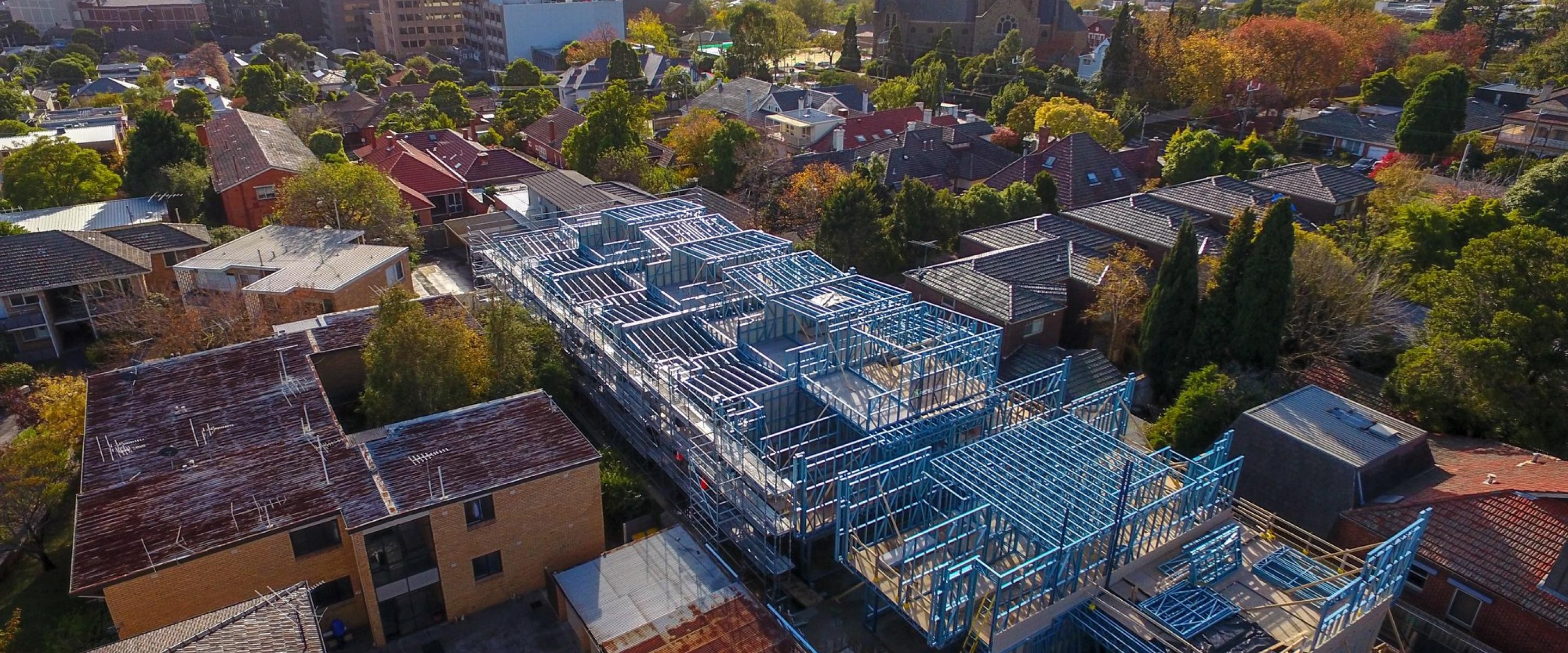 Framing made from TRUECORE® steel helped to reduce the build time on a tight site for the Hawthorn Townhouse development.