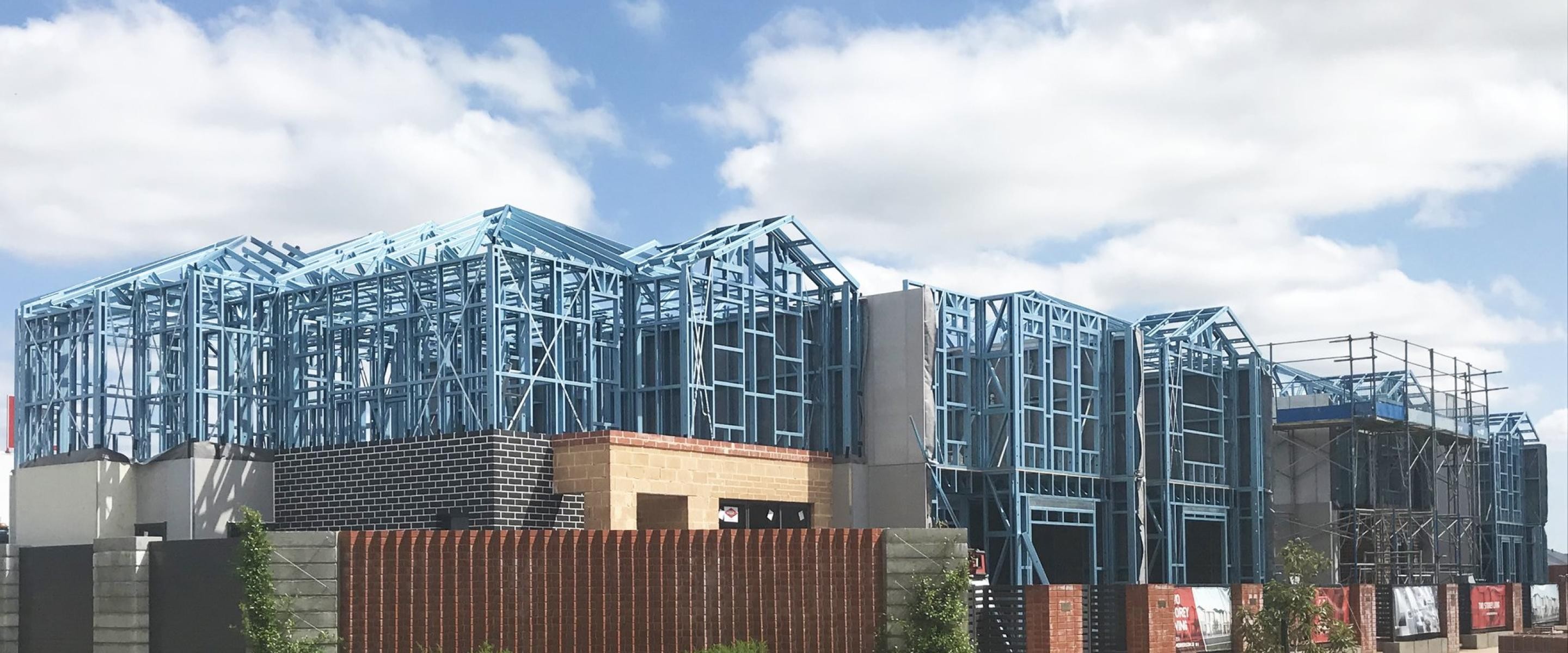 To demonstrate the speed at which their system of framing made from TRUECORE® steel can be constructed, Centurion built a two-storey house frame for Homebuyers Centre off-site on their Bayswater premises