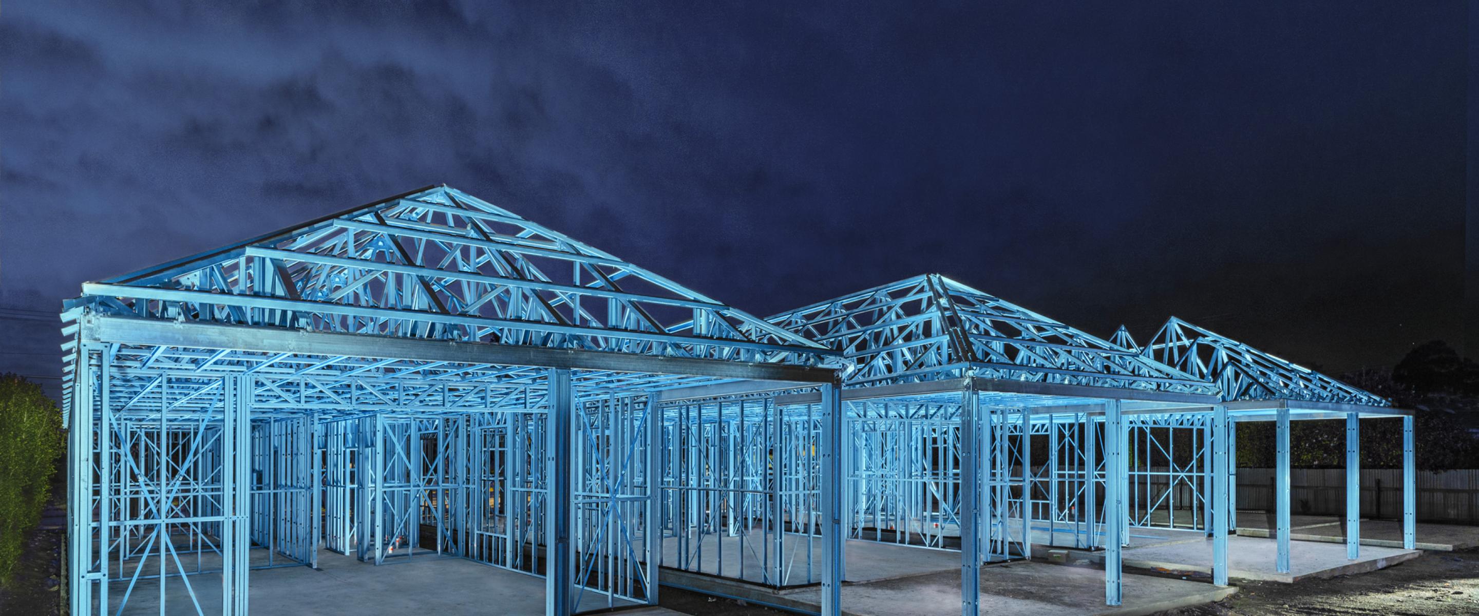 Maxispan steel building frames product range includes wall frames, roof trusses, floor joists and most recently, flooring cassettes, all made from TRUECORE® steel