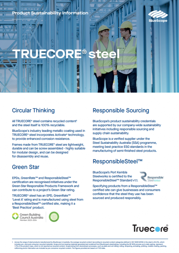 Product Sustainability Information Flyer - TRUECORE<sup>®</sup> steel